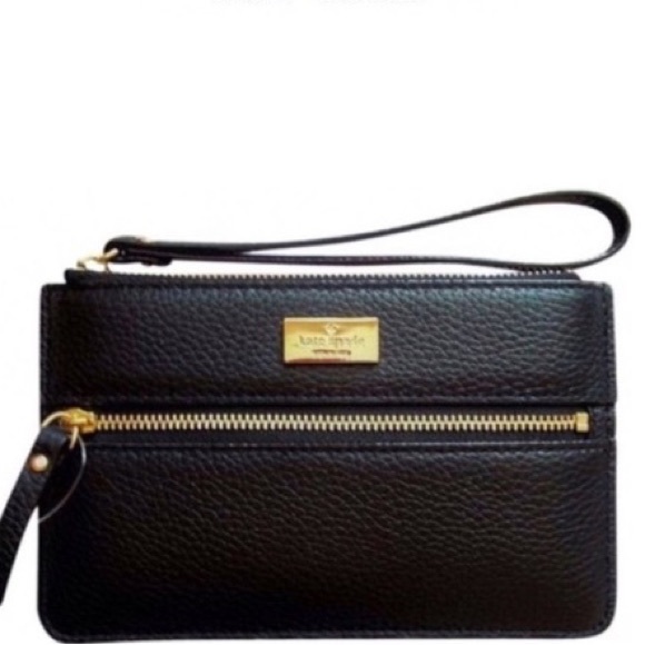 Kate Spade Highland Place Bee Black Leather Wristlet - Picture 1 of 12